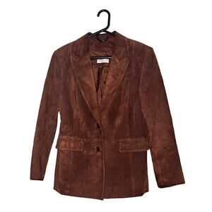 Lord & Taylor Vintage Suede Leather Blazer Petite Size L